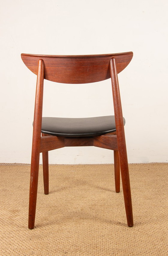 Image 1 of Pair of Danish teak and skai chairs, new, by Harry Ostergaard for Randers Møbelfabrik, 1960.