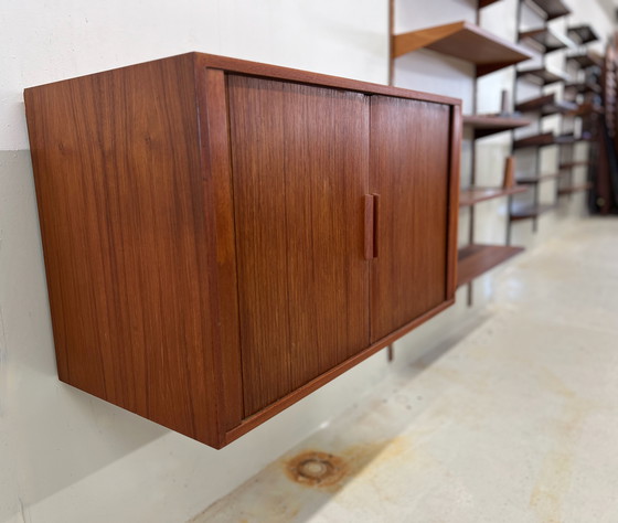 Image 1 of Teak Tambour Door Cabinet By Kai Kristiansen For Feldballes