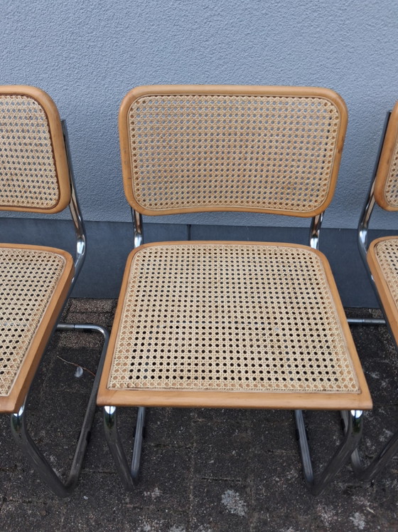 4 Cesca-model stoelen met nieuwe webbing op de zitting – Eetkamerstoelen, Rattan, Wood (photo 5 of 8)