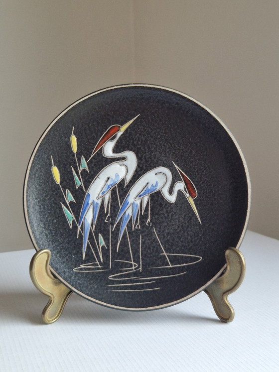 Image 1 of Ruscha.Wall plate with cranes.50'Germany.