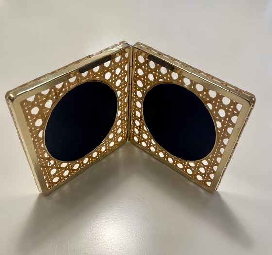 Image 1 of Plexiglas Wieder Geflecht Bilderrahmen Fotohalter Italien 70’s