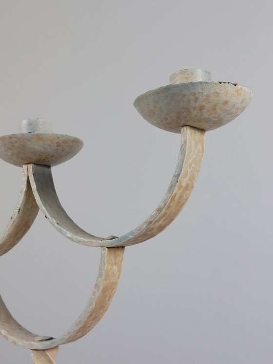 Image 1 of Vintage lacquered patinated mid-century candle holder