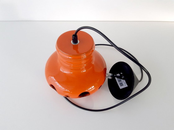 Image 1 of Oranje keramieken aardewerken vintage hanglamp, West Germany fat lava stijl, space age lamp