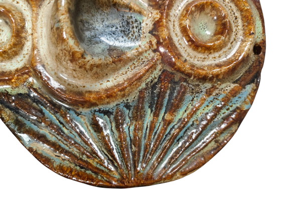 Image 1 of Mirostowice A. Zając Keramik Wandplatte Ø22cm – 1960s Mid Century Modern Polish Glazed Ceramic Wall Art