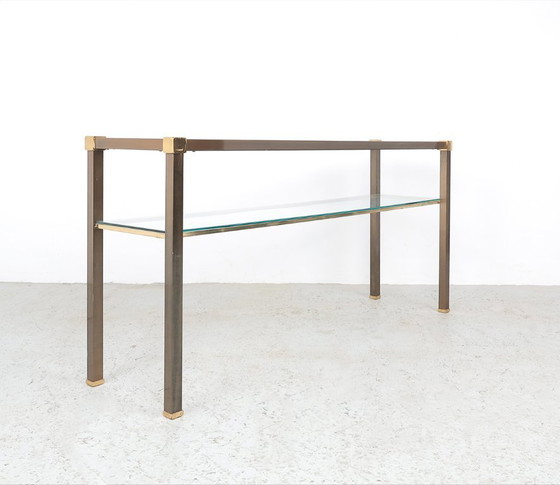 Image 1 of Consolle in ottone e vetro, anni '70