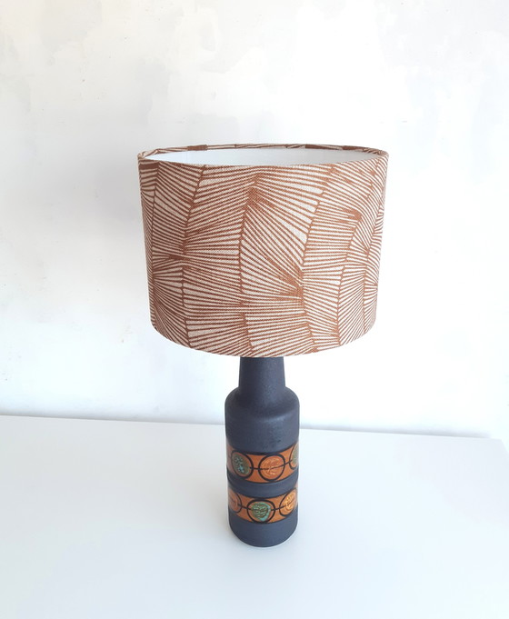 Image 1 of Unieke vintage West Germany lamp met handgemaakte lampenkap met botanische print