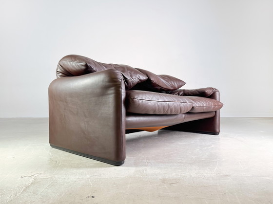 Image 1 of 2X Cassina Maralunga 2-Sitzer Sofa Leder Braun Vico Magistretti