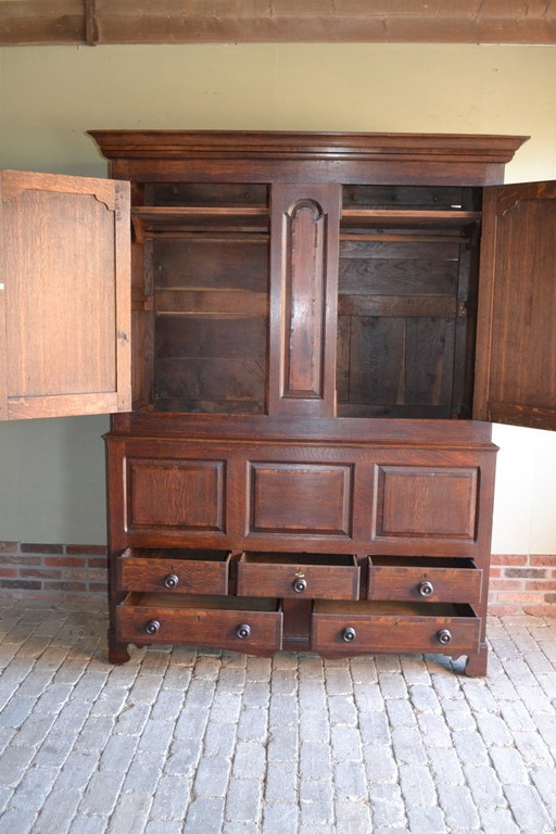 Antique oak wood cabinet, closet.