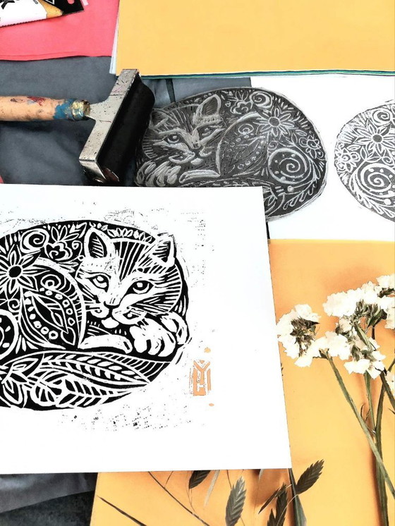 Image 1 of Gatto inciso a mano