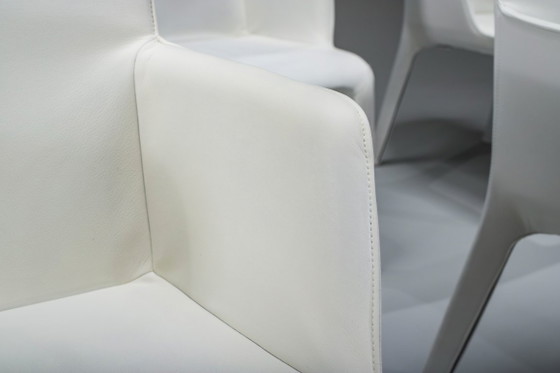 Image 1 of Gio Esszimmerstühle aus ecrufarbenem Leder von Walter Knoll, Deutschland, 2000er Jahre, 8er-Set