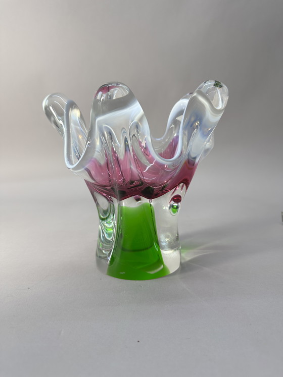Image 1 of Vintage Czech Art Glass Vase – Attributed to Josef Hospodka – Chribska – Sommerso – 1960s