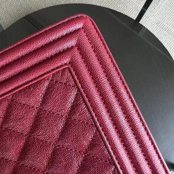 Image 1 of Chanel Boy Medium - Caviar 25CM Quilted Dark Red Golden Hardware Series 26