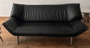 Zwarte leren Leolux bank Tango, 2,5 Zita