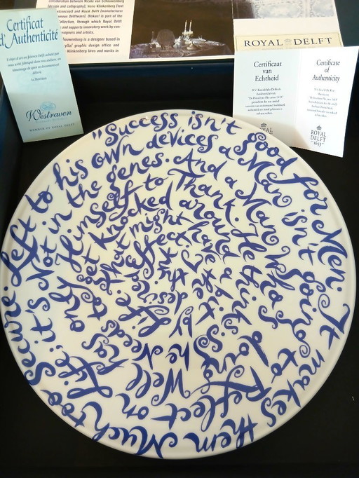 Royal Delft wall plaque with English text - disk "MEN"