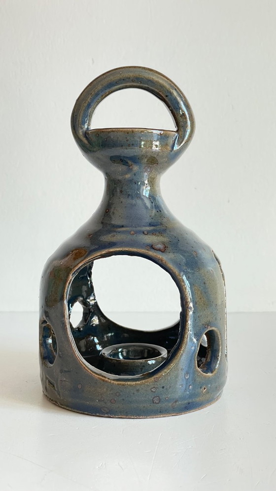 Image 1 of Vintage handcrafted stoneware candlestick