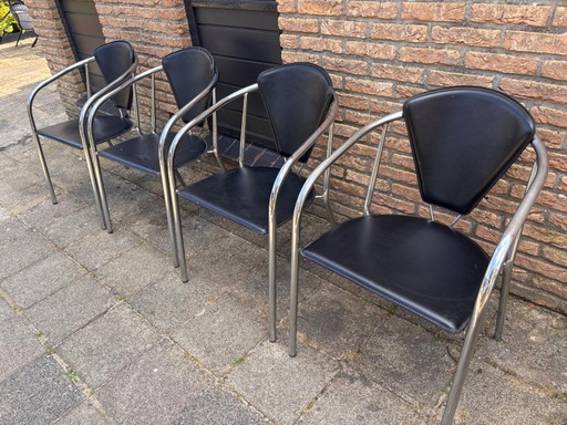 Ensemble de 4 chaises de salle à manger italiennes vintage, années 1980