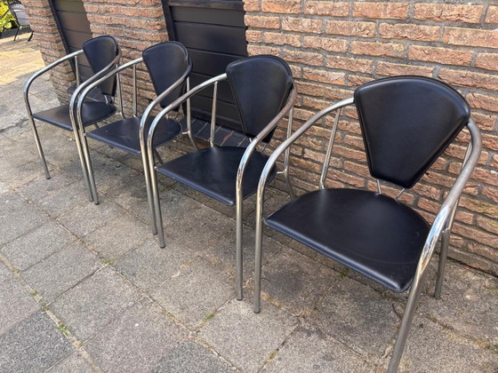 Image 1 of Ensemble de 4 chaises de salle à manger italiennes vintage, années 1980