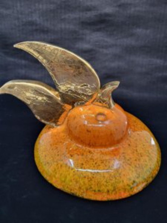 Image 1 of Sopera de cerámica Gérard Crociani Naranja Francia Vallauris Costa Azul