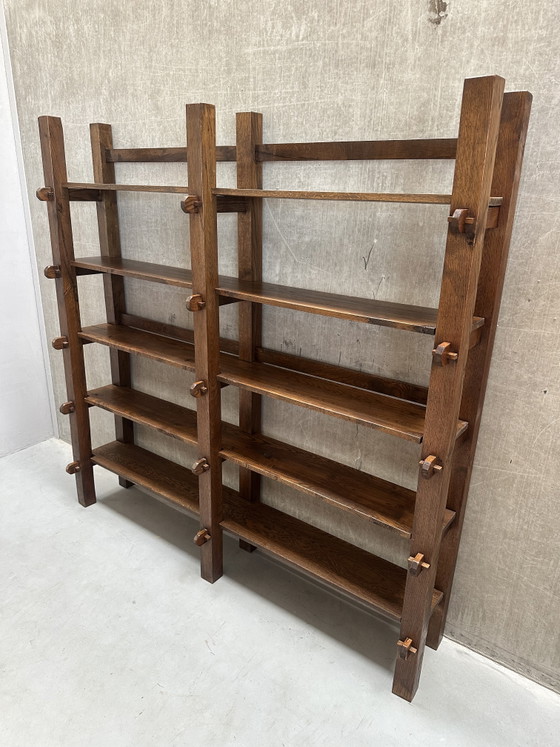 Image 1 of Vintage Wabi-Sabi - Brutalist solid oak wall cabinet
