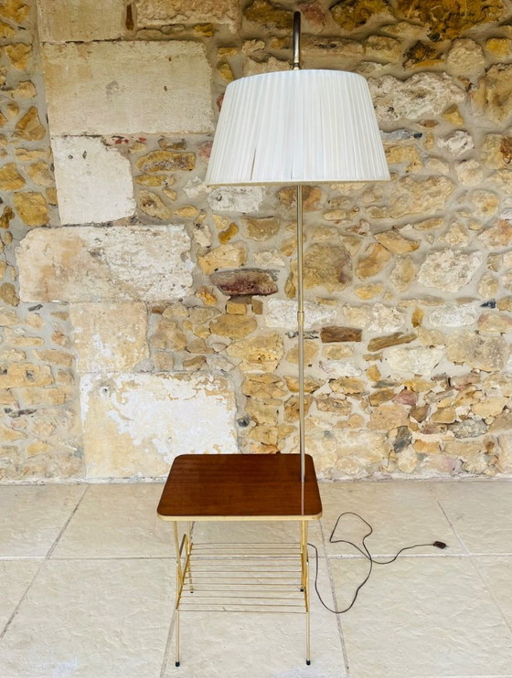 Mid-Century, Swivel,  Floor Lamp with Integrated Side Table, 1960s – Floor lights, Brass (photo 25 of 34)