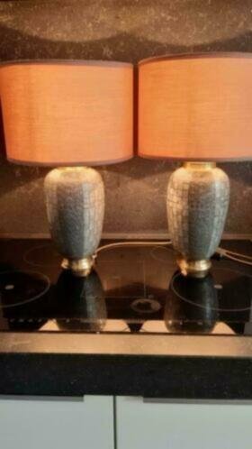 Image 1 of 2x Firma Regina Cloisonne Lamp With Riviera Maison Stainless Steel Shades