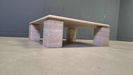 Image 1 of Table basse en travertin, années 1970, Italie