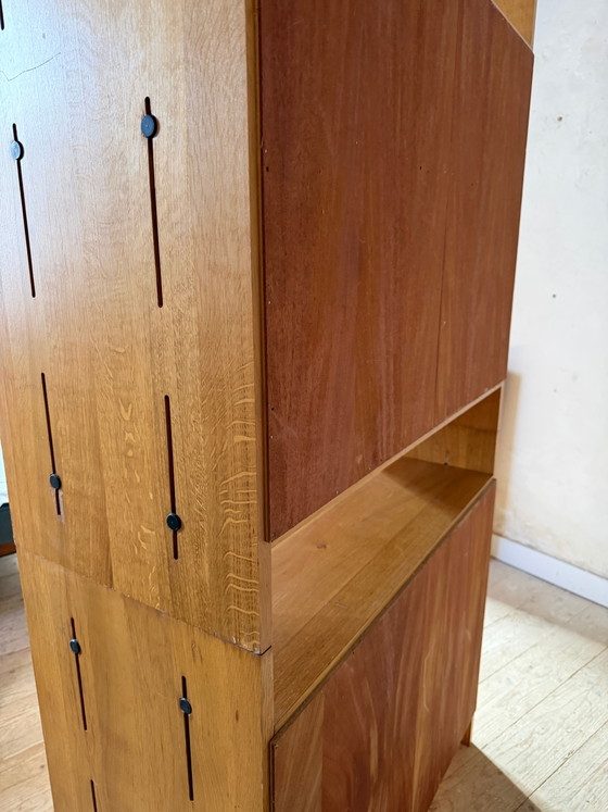 Image 1 of Vintage eikenhouten vitrineboekenkast