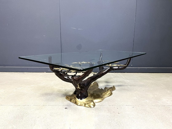 Image 1 of Tavolino da caffè vintage in ottone a forma di bonsai di Willy Daro, anni '70