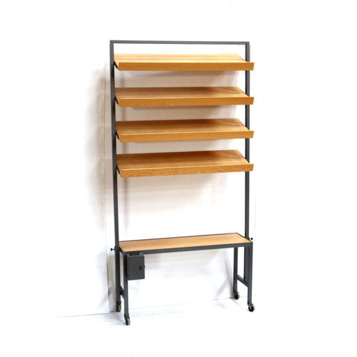 Vintage height-adjustable wall rack / room divider / bookshelf from the 60s