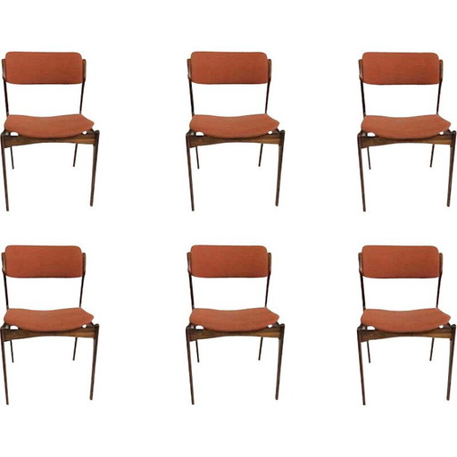 Set of 6 Dining Chairs by Oddense Maskinsnedkeri Erik Buch Rosewood 1960s
