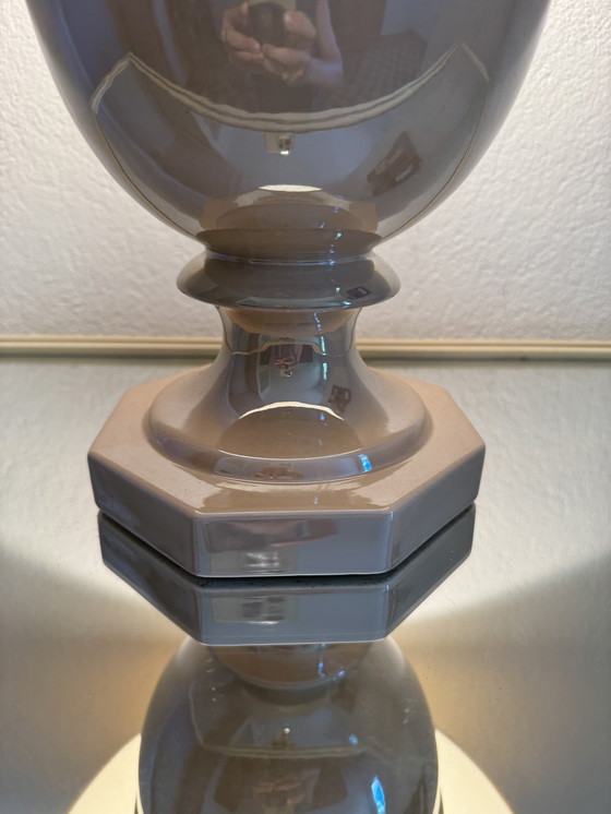Image 1 of Beige glazed ceramic lamp from the '80s