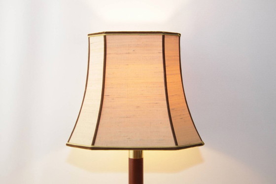 Image 1 of Lamp Tafellamp messing hout 77cm jaren 1980 vintage