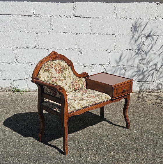 Image 1 of Franse telefoonbank/tweezitsbank/roddelbank - Louis XV-stijl - jaren 70