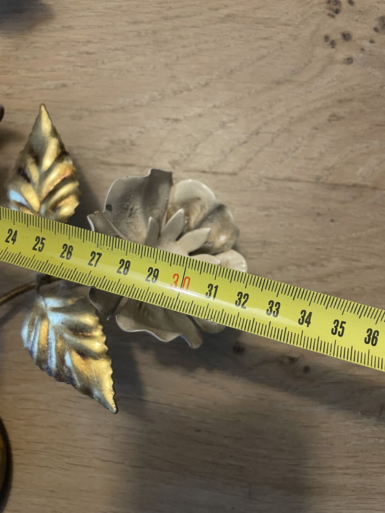 Image 1 of wandleuchte mit blumenmotiv Masca Italië verguld jaren 60