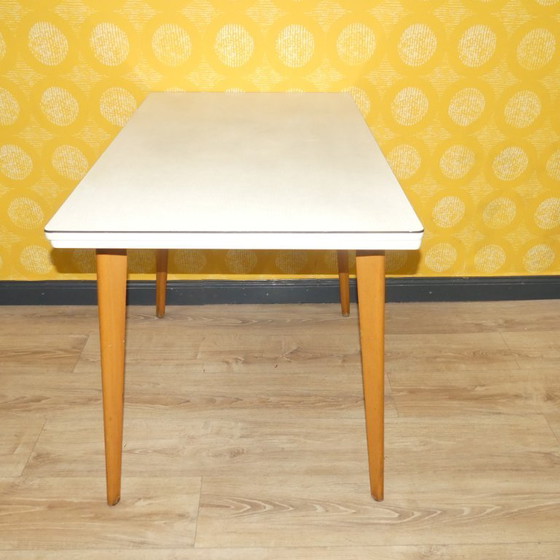 Image 1 of 50s 60s keukentafel houten tafel Resopal 60x94/152 uitschuifbare eettafel retro vintage keuken mid century werktafel