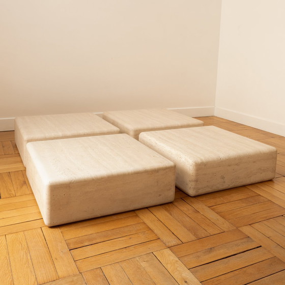 Image 1 of 4 Square Travertine Tables