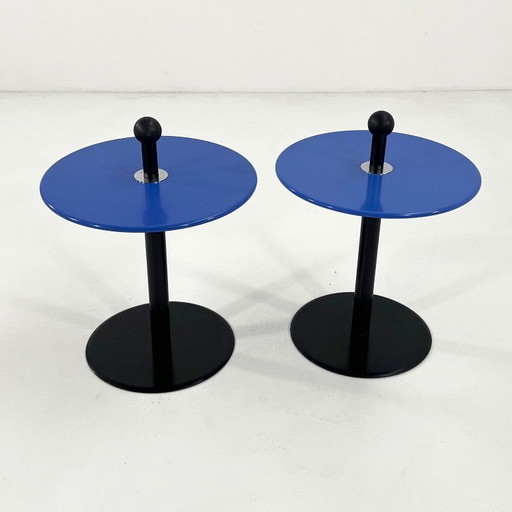 Table d'appoint bleue de style postmoderne d'Ikea, années 1980