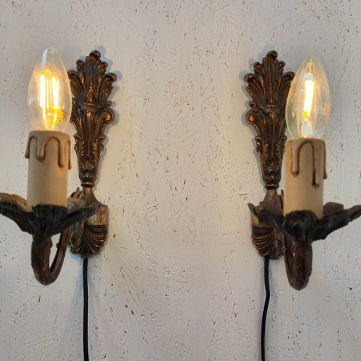 Appliques vintage en laiton Hollywood Regency lampes de chevet 02