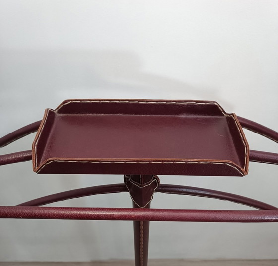 Image 1 of Luxurious leather valet sewn by Jacques Adnet 1950