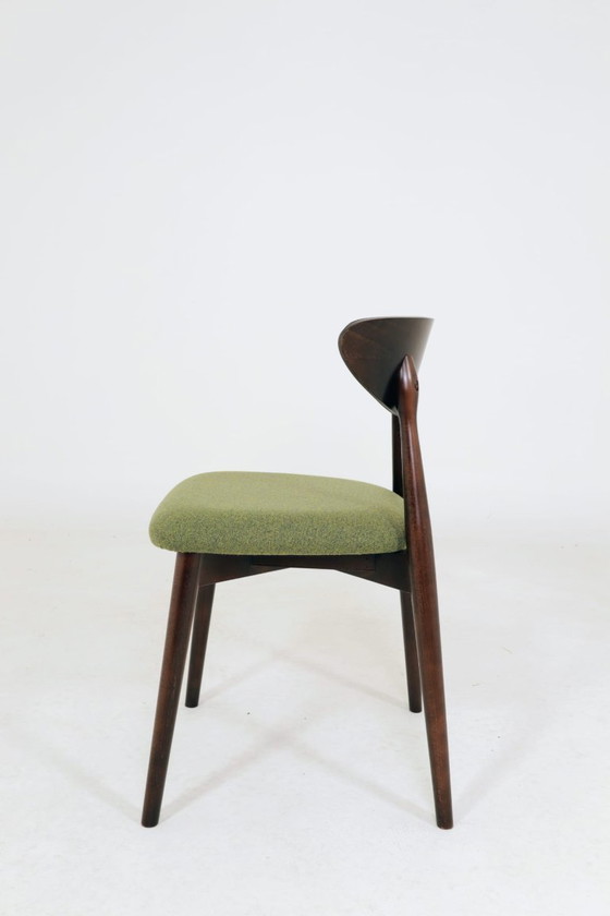 Image 1 of Sillas de comedor escandinavas de bouclé verde, juego de 6