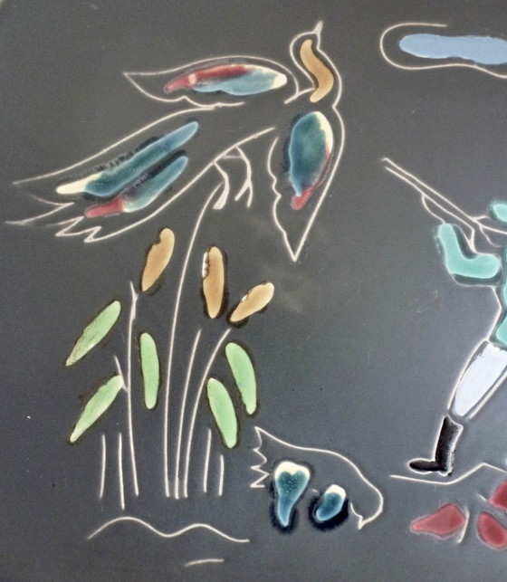 Image 1 of Vintage RUSCHA wandbord met afbeelding van de jacht.