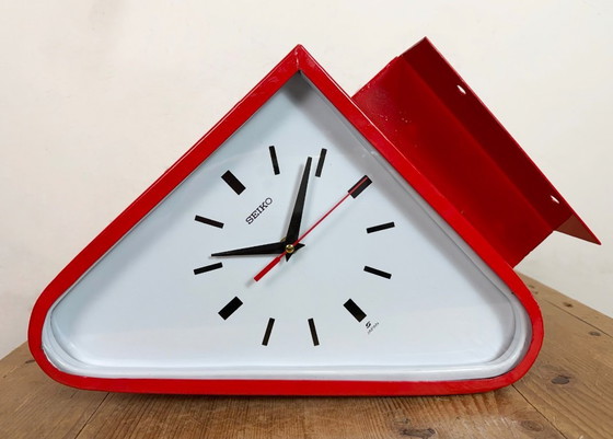 Image 1 of Horloge murale double face Seiko Ships rouge vintage, années 1970