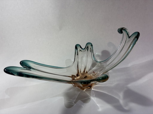 Vintage Murano Glass Centerpiece Bowl – Organic Freeform Shape – Partial Original Label