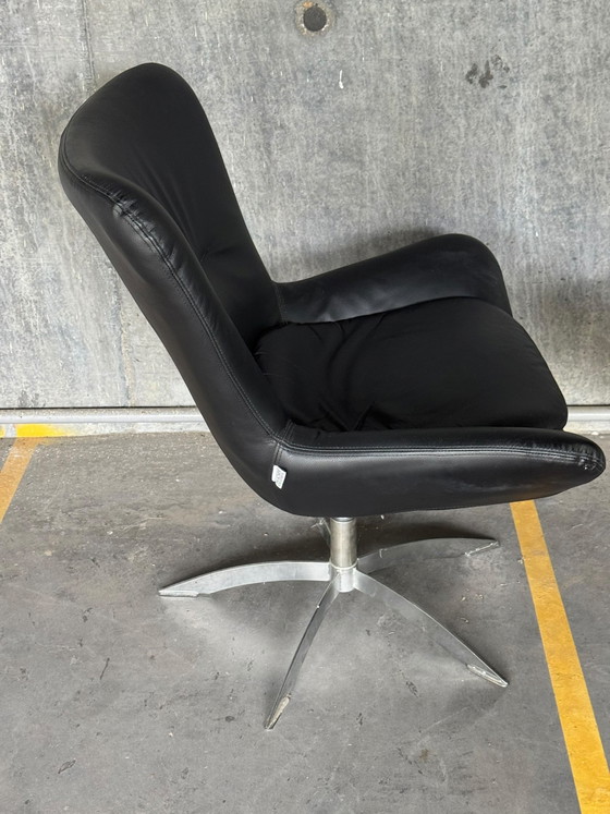 Pair of Hjort Knudsen Swivel Chairs – Leather, Metal (photo 3 of 8)