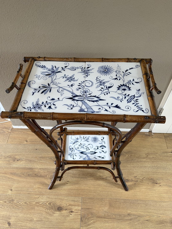 Image 1 of Victoriaanse Faux bamboo theetafel of plantenstandaard