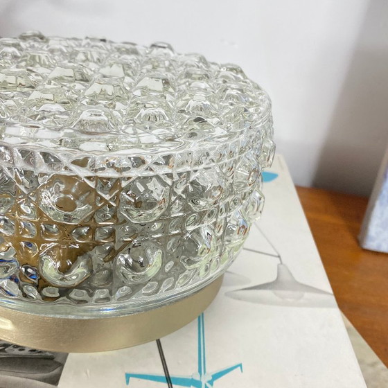 Small round glass wall/ceiling light with a diamond point design, vintage 1970s-1980s – Wall lights (photo 5 of 9)