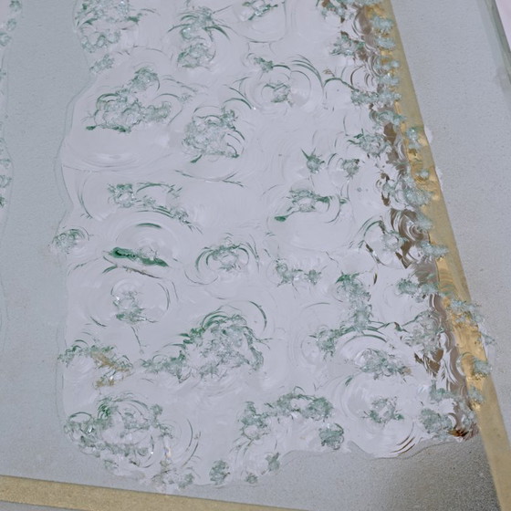 Image 1 of Table basse en verre ciselé de style moderne du milieu du siècle, attribuée à Max Ingrand par Fontana Arte