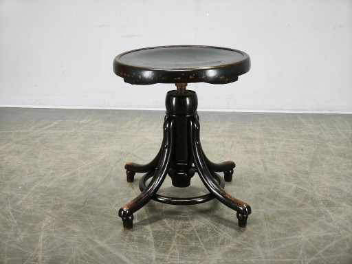 Verstelbare pianokruk van gebogen hout in Thonet-stijl, Tsjechoslowakije, jaren 1930