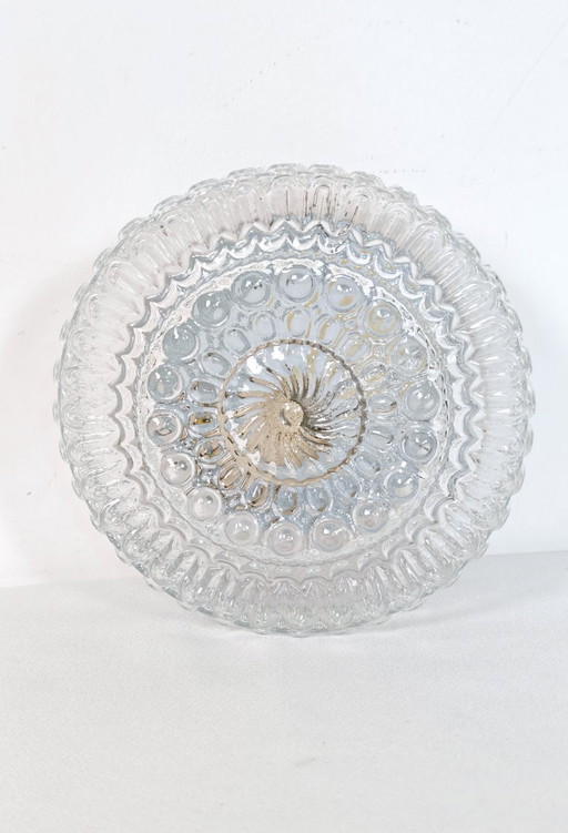 Plafonnier Vintage en Verre Bullé / Éclairage Rétro Mid-Century