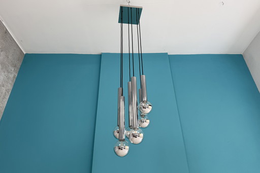 Hanglamp in ruimtetijdstijl van Motoko Ishii voor Staff, 170 cm, jaren 70.